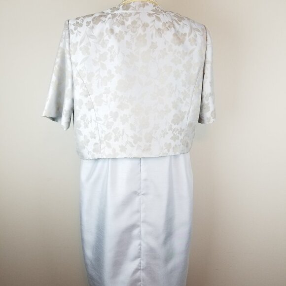 Beautiful Powder Blue Sheath Dress & Floral Jacket & Rhinestone Belt * Size 16 - Picture 5 of 12